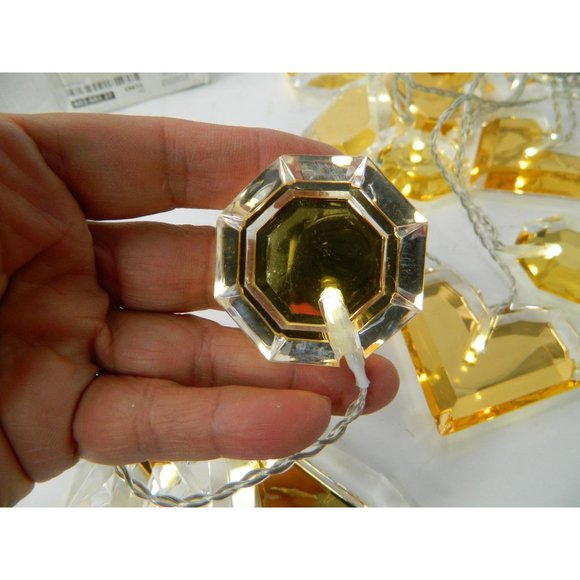 Ikea Lights String Amber Gold 10ft Hearts, Diamonds, Snowflakes, Circles Lucite - Picture 15 of 16